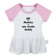 thumbnail image 5 of Pack of 2, Daddy Baby Announcement & Me + Mommy = One Broke Daddy Funny Dresses For Baby, Newborn Babies Skirts, Infant Princess Dress, Toddler Frocks (Pink Raglan Dresses, 12-18 Months), 5 of 5