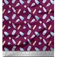 thumbnail image 1 of Soimoi Pink Georgette Viscose Fabric Heart & Ice Cream Food Print Fabric by the Yard 42 Inch Wide, 1 of 3