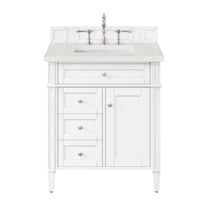 James Martin Vanities 30" Single Vanity, Bright White, w/ 3 CM Lime Delight Quartz Top