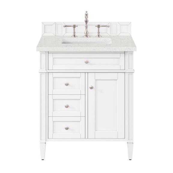 James Martin Vanities 30" Single Vanity, Bright White, w/ 3 CM Lime Delight Quartz Top