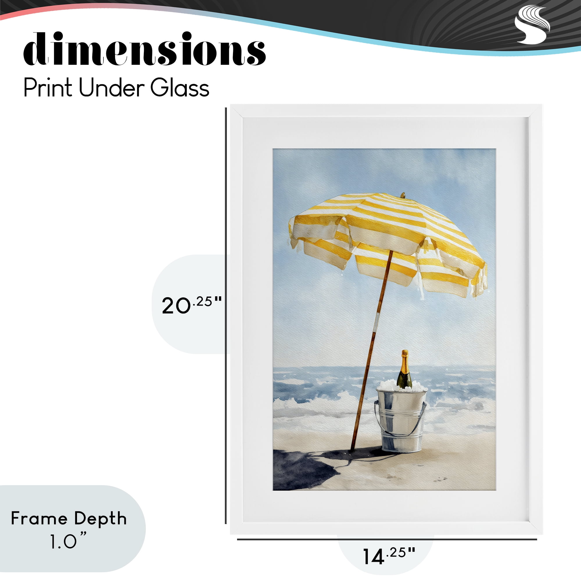 Stupell Industries Sunshine Celebration at Seaside White Framed Print Under Glass, design by Petal Prints Design