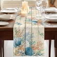 thumbnail image 3 of Table Runners 108 Inches Long Dress Scarves, Beige Beach Coastal Farmhouse Coffee/Dining/Kitchen Table Runner for Living Room, Summer Nautical Coral Shell Botanical Vintage 13x108 Inch, 3 of 9