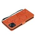 thumbnail image 4 of for iPhone 13 Wallet Case, Kickstand Case with Credit Card Holder, Embossed Butterfly Pattern with Strap Premium PU Leather Magnetic Closure Shockproof Protective Flip Cover 6.1", Orange, 4 of 9
