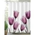 thumbnail image 2 of Purple Tulip Shower Curtain, Flower Transparent Floral Waterproof Shower Curtain Set with 12 Hooks Lightweight Washable Fabric Shower Curtains for Bathroom 36x72 Inches, 2 of 6