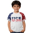 thumbnail image 2 of Quealent Grils Boys 4th of July Shirt American Flag T-Shirts USA Star Stripes Graphic Independence Day Outfit for Kids (White, 6-7 Years), 2 of 4