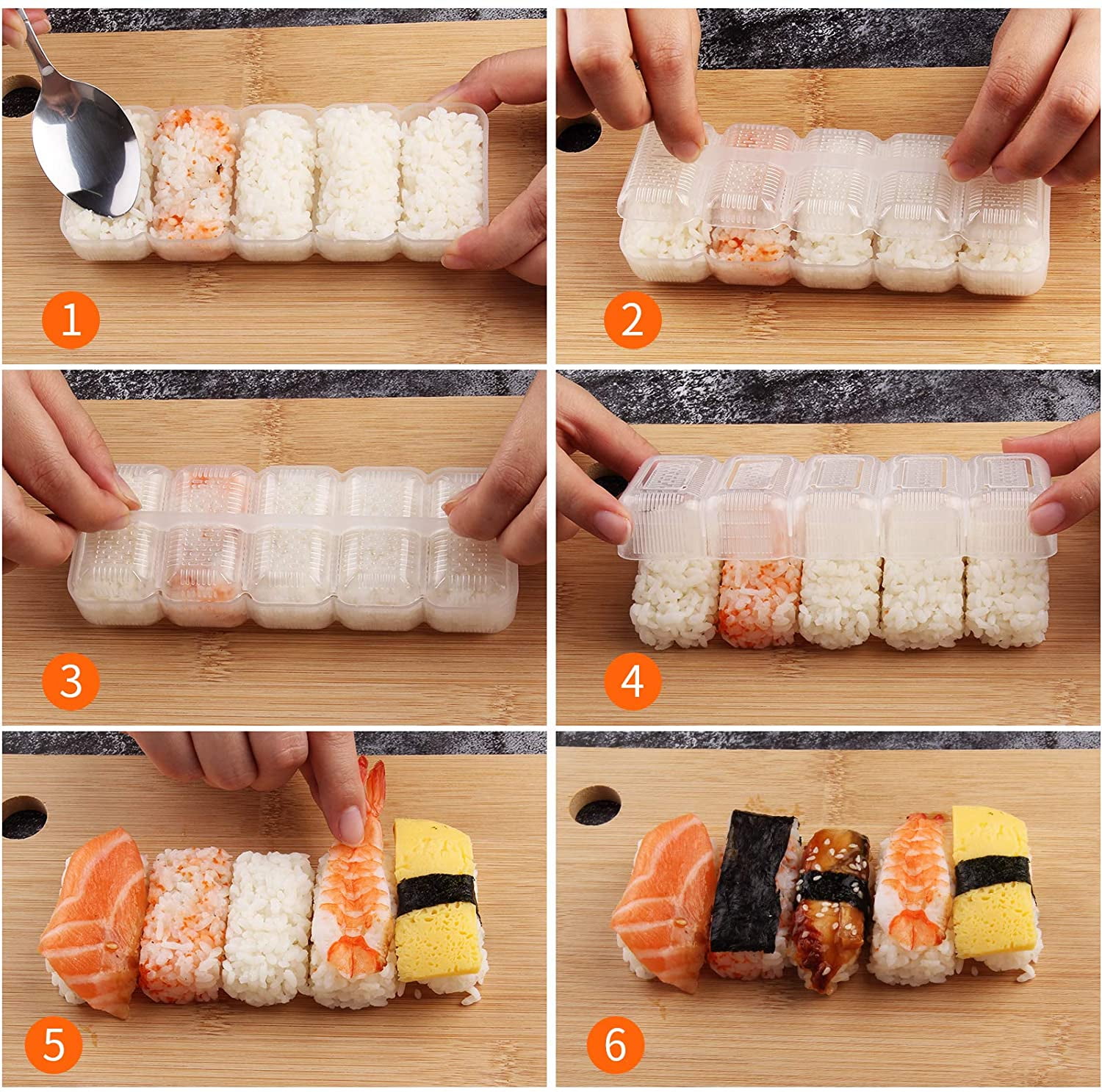 Stampini Per Sushi E Onigiri - 5 Pezzi In Plastica Alimentare, Facili Da Usare - Foto 3