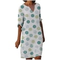 thumbnail image 2 of YUNAFFT Womens Dresses Clearance Fashion Women's Casual Half Sleeve V-Neck Dots Printed Ladies Loose Long Dress Sale, 2 of 7
