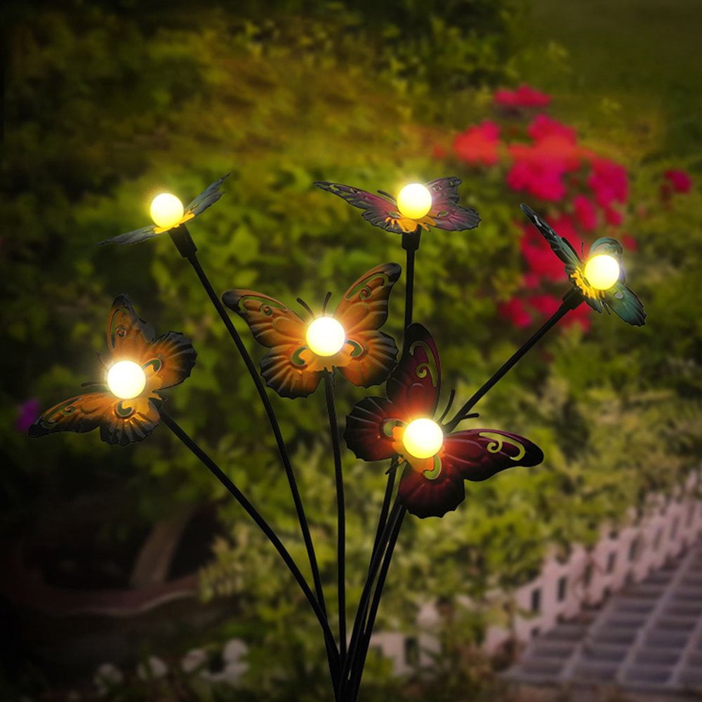 2Pcs Solar Outdoor Lights Solar Butterfly  Lights Firefly Garden Light Outdoor Decor Landscape Light Solar Lawn Lamp for Patio Garden Pathway Decor