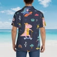 thumbnail image 4 of Kll Men'S Hawaiian Shirt Short Sleeve Button Down Beach Shirts-Cartoon Dinosaur Scooter Sport Blue, 4 of 7