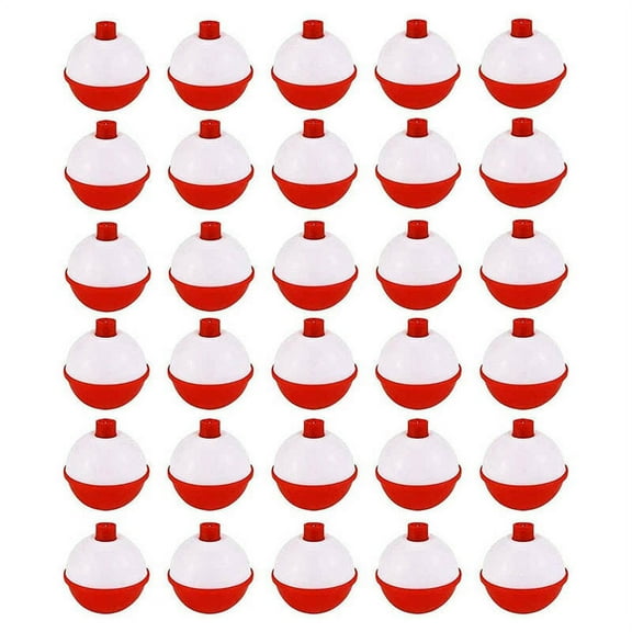 30Pcs Fishing Bobbers 1 Inch,Push Button Fishing Floats Red and White,Fishing Float and Bobbers