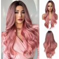 thumbnail image 1 of Yanonmyfd 24 Inches Long Wavy Purple Wig for Women Natural Synthetic Hair Heat Resistant Ombre Wigs with Dark Roots for Daily Party Cosplay Wear, 1 of 28