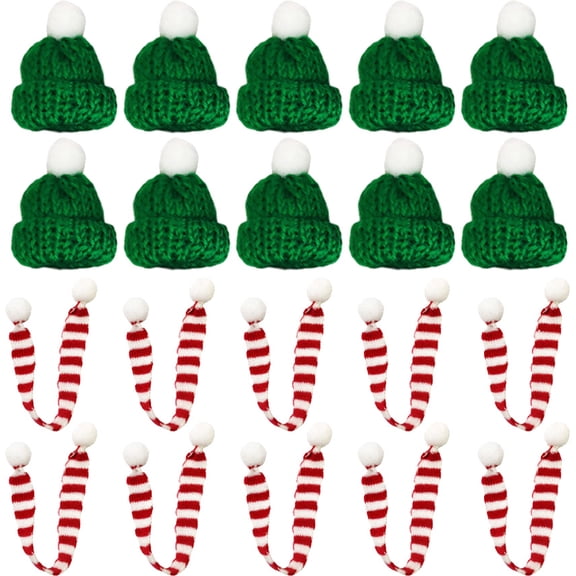 20 Pcs Mini Santa Hat Wine Bottle Covers Christmas Party Decorations Caps Xmas Craft Accessories
