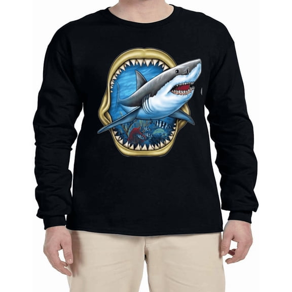 Shark Teeth Ocean Marine Life Scuba Gear Sharks T-shirt Mens Graphic Tees Long Sleeve Tee Shirt