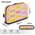 thumbnail image 3 of Standing Pencil Case with Base Large Capacity Stationery Pouch Pen Bag with Zipper for Women Men Yellow and Pink Bows, 3 of 7
