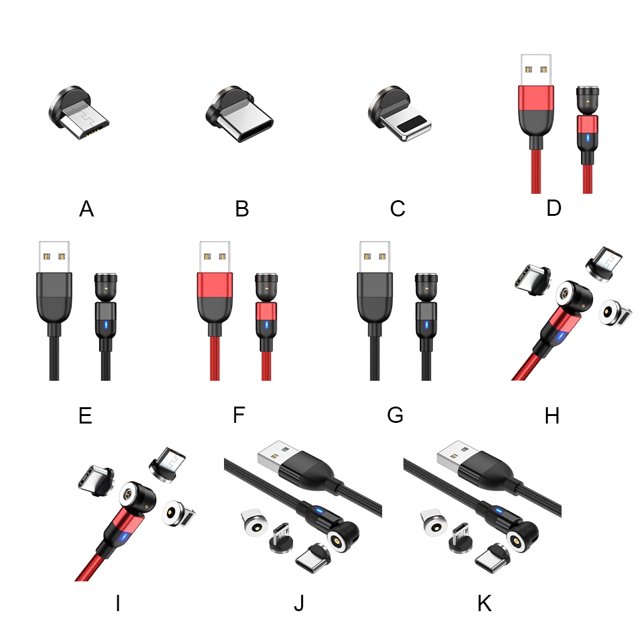 USB Charging Cable 540-Degree Magnetic Chargers Lightweight Portable Type-C Data Wire Charger Line for Smart Bracelets Replacement Head 2