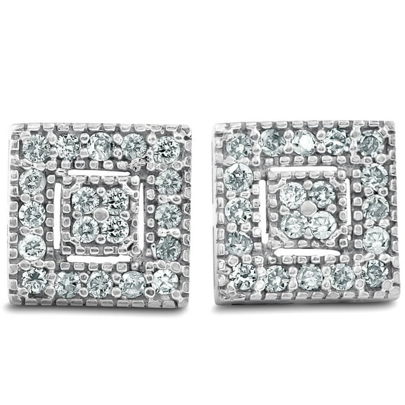 Pompeii 1/3 Ct Diamond Pave Studs 14k White Gold Womens Earrings 1/3" (I,I2)
