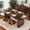 Black Walnut, variant on Rectangular Dining Table for 6-8 People, 62 Inch Modern Kitchen Table with Slatted Pedestal Base & Large Tabletop, Wooden Dinner Room Table for Family Dining Living Room, Natural