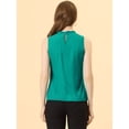 thumbnail image 4 of Blusa de verano casual sin mangas con volantes y cuello simulado con volantes para mujer lago verde S, 4 of 5