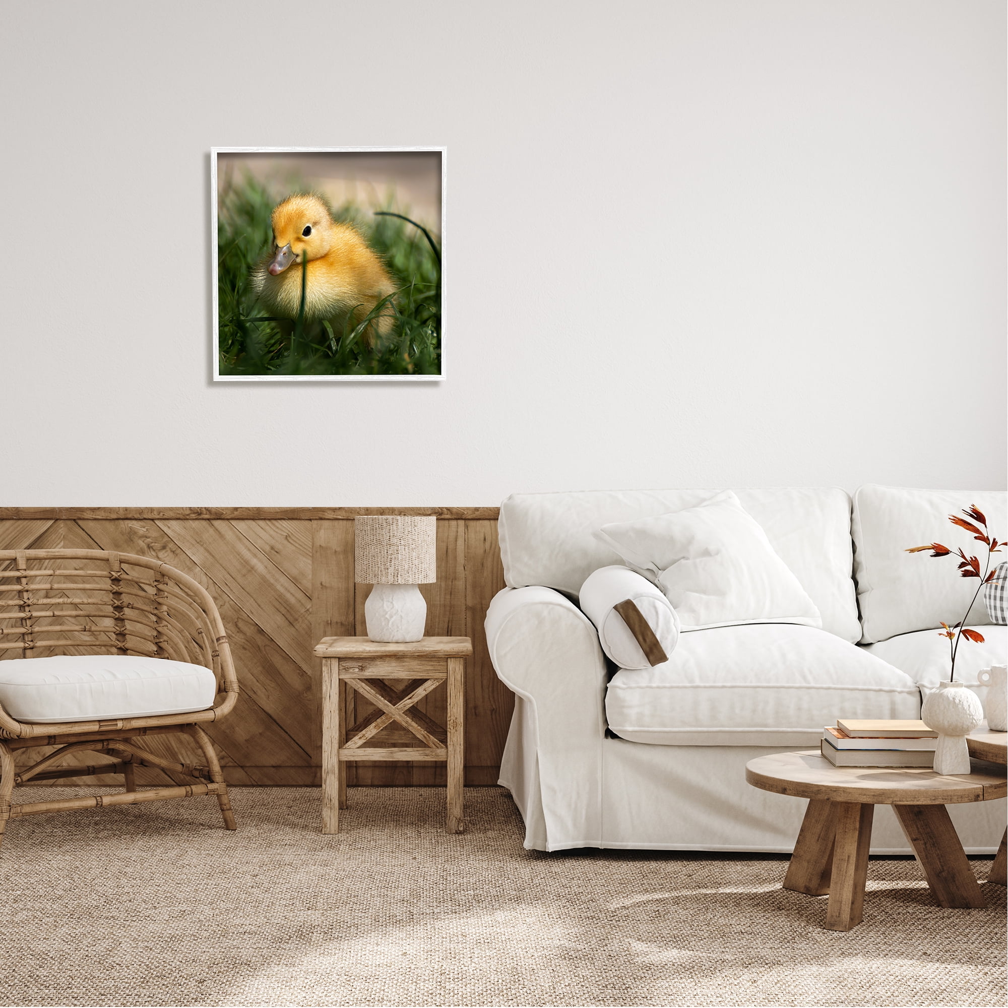 Stupell Industries Baby Duckling in Grass Photography Animals & Insects Photography White Framed Art Print Wall Art