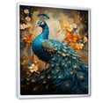 thumbnail image 2 of Designart "Blue Gold Emerald Peacock Drips" Animals Floater Framed Wall Art Living Room, 2 of 7