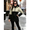 thumbnail image 3 of Premium Midweight Womens Puffer Jacket Insulated Winter Black & Cream Jackets-S, 3 of 8