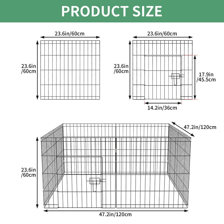 Zephypaws 24" H Foldable Dog Playpen with Lockable Door for Small Dogs, Portable 8-Panel Pet Exercise Pen Puppy Fence, Metal Wire Pet Play Yard for Indoor and Outdoor Use, Black
