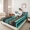 thumbnail image 4 of Feelyou Leopard Cheetah Print Full Size Sheets, Modern Fashion Cyan Bed Sheets, Teens Adult Women Men Sheet Sets, Super Cozy Room Decor, 4pcs, 4 of 7