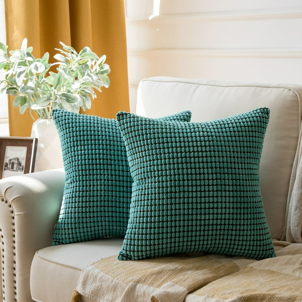 Soft Corduroy Corn Striped Velvet Series Decorative Throw Pillow, 18" x