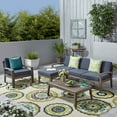thumbnail image 2 of Sally Outdoor Acacia Wood 4-Seater Sectional Sofa Set with Coffee Table and Cushions, 2 of 10