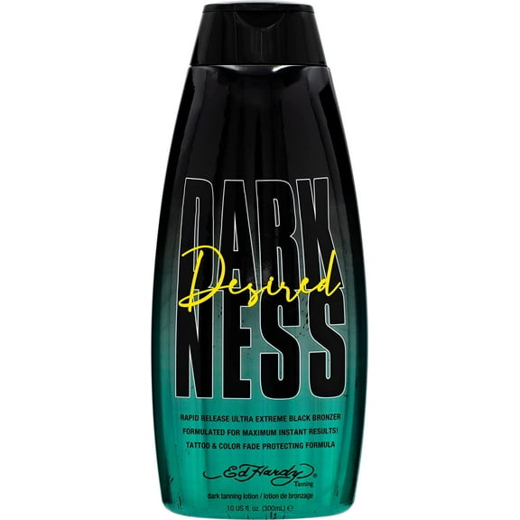 Ed Hardy Tanning Desired Darkness Dark Tanning Lotion – Rapid Release Ultra Extreme Black Bronzer Formulated for Maximum Instant Results, Tattoo and Color Fade Protecting Formula – 10 oz.
