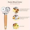 thumbnail image 4 of Pasta Cutter Wheel - Fluted Pastry Cutter Double Wheel Ravioli Cutter Tool with Wooden Handle for Pasta Pizza Cookie,1 x Cutter, 4 of 7