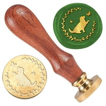 1 pc Wreath Dog Wax Seal Stamp Wedding Invitations Embossed Stamp Sealing Removable 1" Brass Wax Seal Stamp Head with Wooden Handle Envelopes Gift Packing Decoration Craft Adhesive Waxing