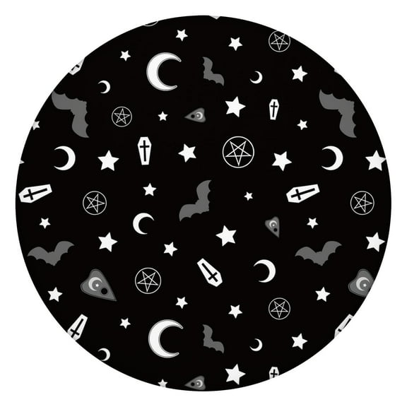 Autumn Halloween Elastic Tablecloth - Spooky Ghost Pumpkin Skull Print Waterproof Fitted Cover,52 inch Round Elastic Tablecloth