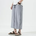thumbnail image 4 of Bcfgryg New Men Wide Leg Pants Loose Large Ice Silk Crop Pants Harlan Elastic Beach Pants Men's Cargo Pants, 4 of 5