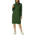 thumbnail image 2 of INSPIRE CHIC Womens' Casual Pullover Sweatshirt Long Sleeve Hoodie Midi Dress with Pockets XL Army Green, 2 of 7