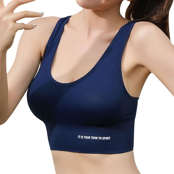 Cathalem Best Sports Bras For Women Sexy Crisscross Back Light Support Yoga  Bra with Removable Cups,Navy M 