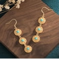 thumbnail image 4 of K-KED Natural Turquoise Bohemian Drop Dangle Earrings Hook Gold Plated Gemstone, 4 of 8