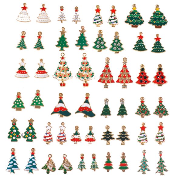Colgante colorido con forma de árbol de Navidad esmaltado, 54 unidades, de Charm stino