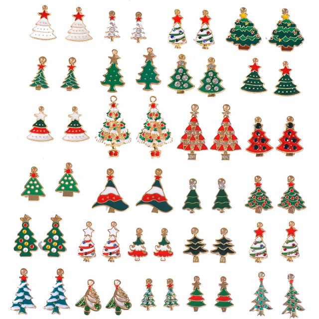 Colgante colorido con forma de árbol de Navidad esmaltado, 54 unidades, de Charm stino