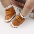 thumbnail image 7 of Sopiago Toddler Boys Girls High Tops Ankle Sneakers, Soft Anti-Slip Sole PU Leather Moccasins Brown,6-12 Months, 7 of 7