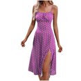 thumbnail image 2 of Ovzne Robes pour Femmes Robe d'Été Mode Décontractée Aguichant Bretelles Fendue Imprimée Col Rond Robe Grande Taille Maxi Robe Imprimée Liquidation, 2 of 7