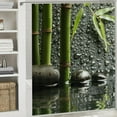 thumbnail image 6 of Shiartex Zen Garden Theme Stone and Wooden Bamboo on Black Shower Curtain, Polyester Fabric Yoga Bathroom Decorations,Green 60x72, 6 of 7