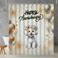 thumbnail image 2 of Happy Anniversary Bichon Frise Celebrates Wedding Love Family Party Shower Curtain Bichons Dog Lovers Gifts Idea Waterproof Bathroom Bathtub Curtain - 01015, 2 of 5