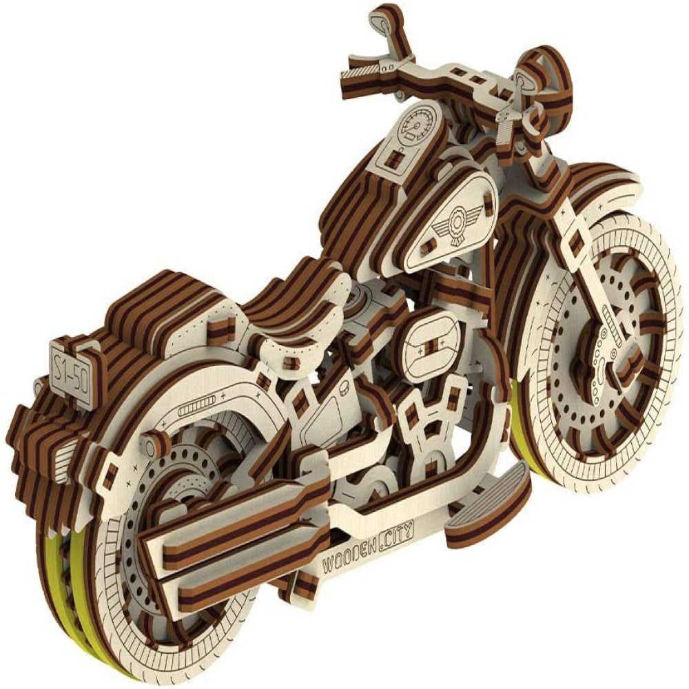 Motocross Wooden City Motorcycle Mechanical Model Kit 502377 