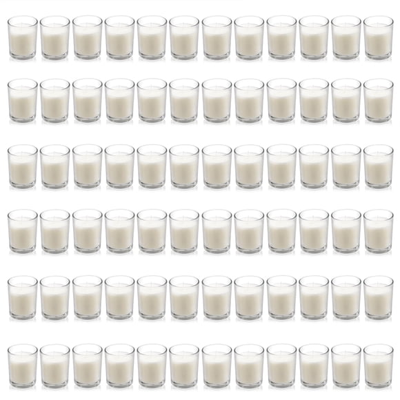 Velas votivas Housecret, paquete de 72, blanco cálido, vidrio, 5 x 6 cm