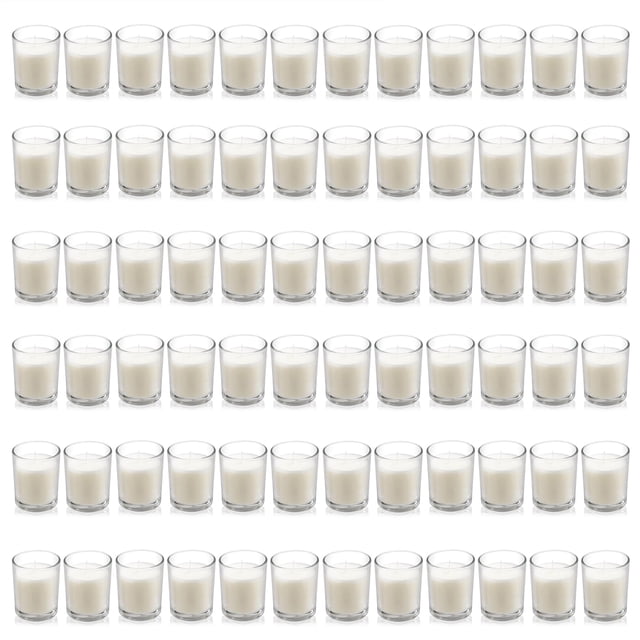 Velas votivas Housecret, paquete de 72, blanco cálido, vidrio, 5 x 6 cm