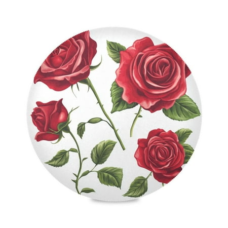 

Round Plate Mat 15.4x15.4 Inchesx6 Placemat Table Mat Kitchen Mat Coffee Mat Fabric Thick Strong Wear-Resistant Heat Resistance Four Roses