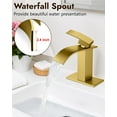 thumbnail image 2 of Single Hole Bathroom Faucet 1 Hole Waterfall Spout,304 Stainless Steel Bathroom Sink Faucet with Deck Plate and Pop-Up Drain,Suitable for RV Vanity,Brushed Gold, 2 of 9