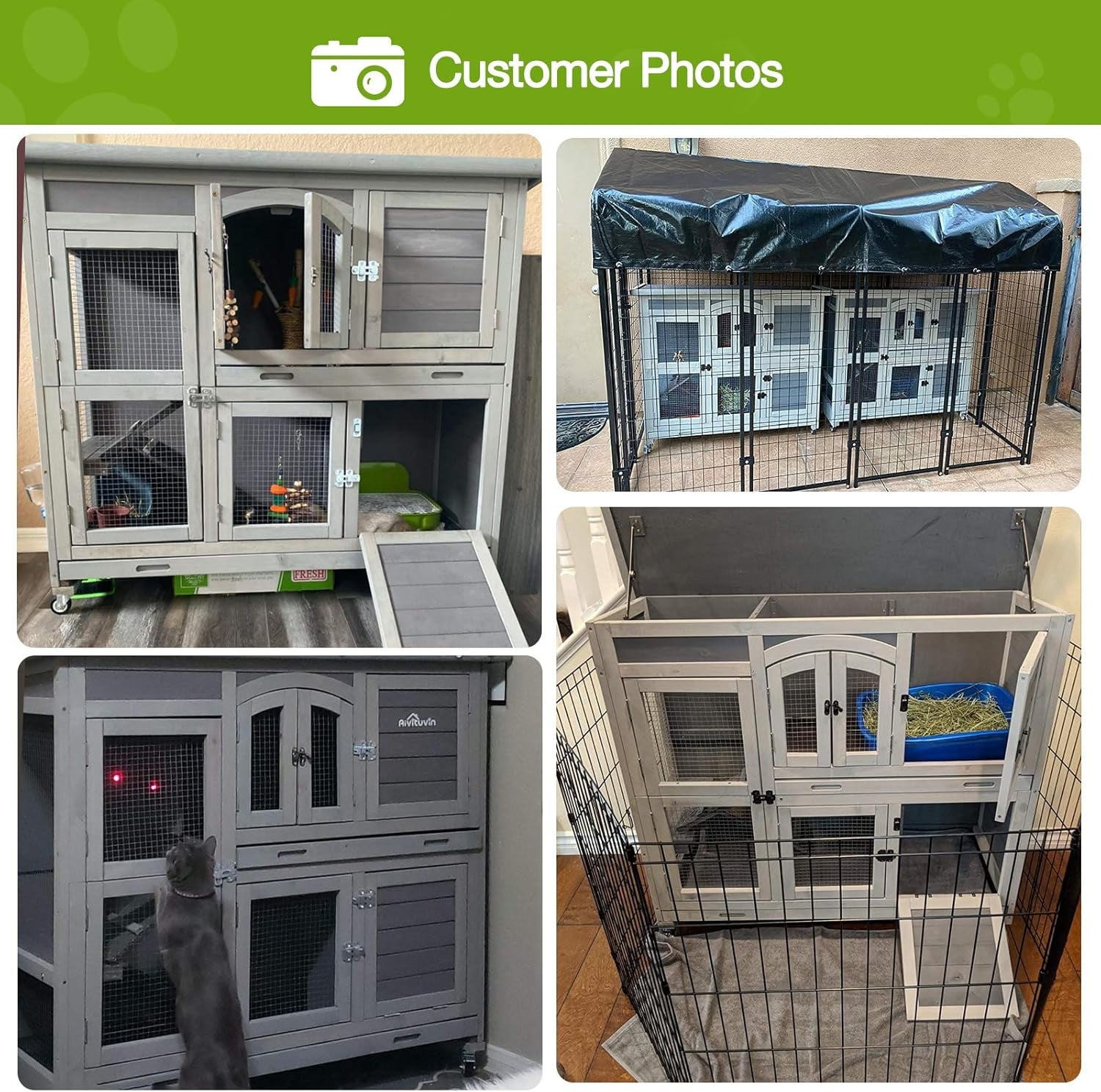 47" Rabbit Hutch Indoor Outdoor Bunny Cage on Wheel Bunny House with Tray
