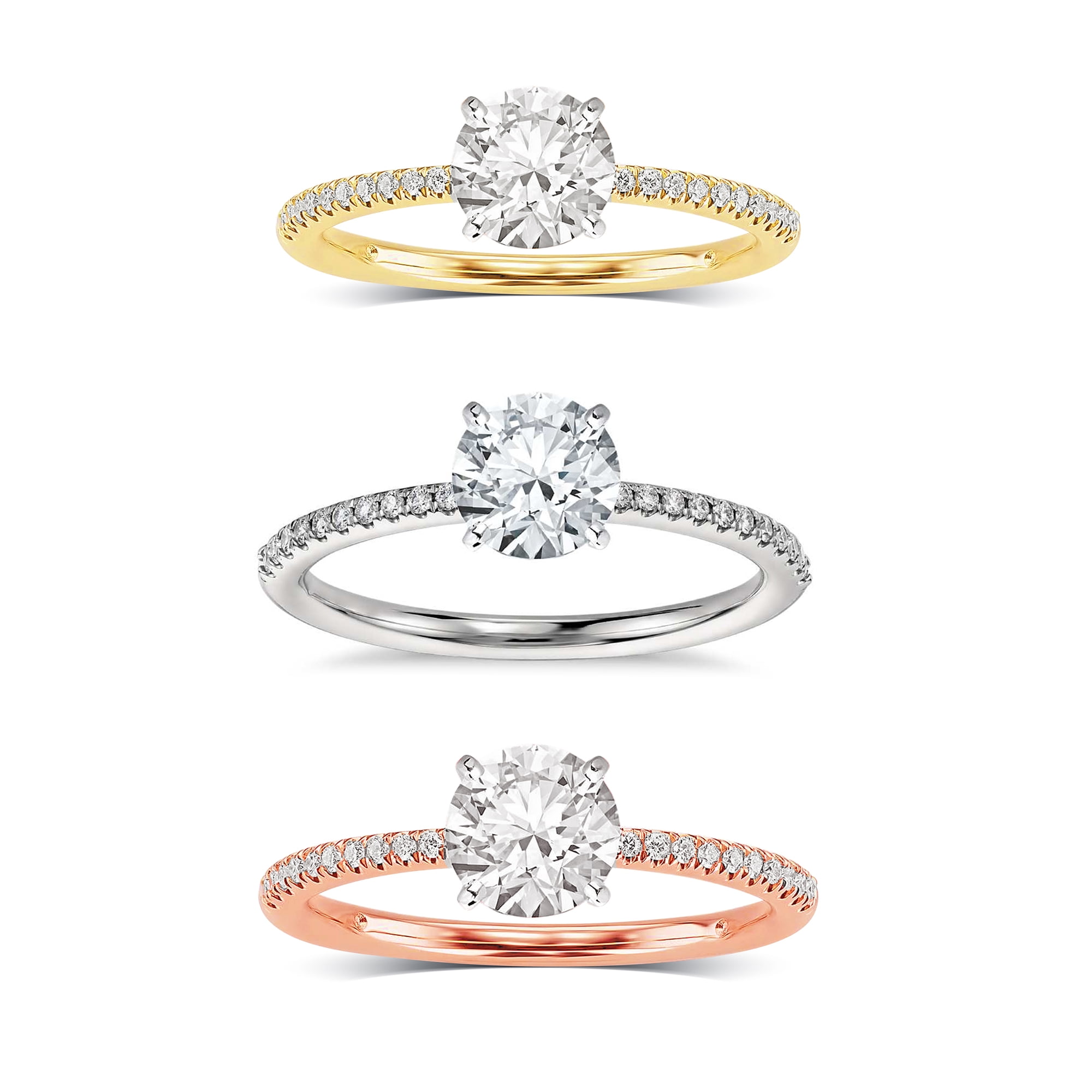 Arista 2.00 Carat T.W. Round Swarovski Diamonds White Solitaire Engagement Ring in Yellow Plated Sterling Silver
